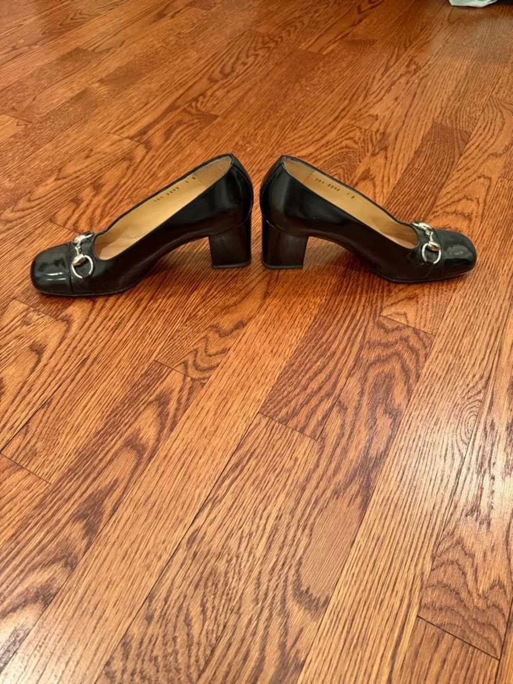 Gucci Black Leather Horsebit Square Toe Pumps - Picture 3 of 4